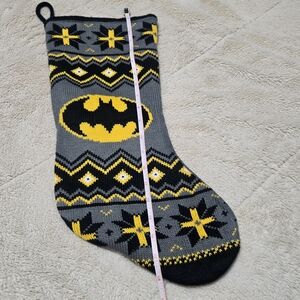 DC Batman Stocking Black Yellow Bat Signal Batman Christmas Stocking Knit 18"